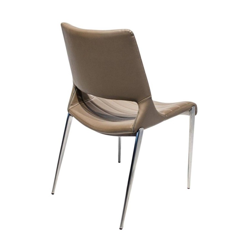 SILLA DE COMEDOR POLIPIEL GRIS PIEDRA - ACERO CEPILLADO (50x58x90cm)