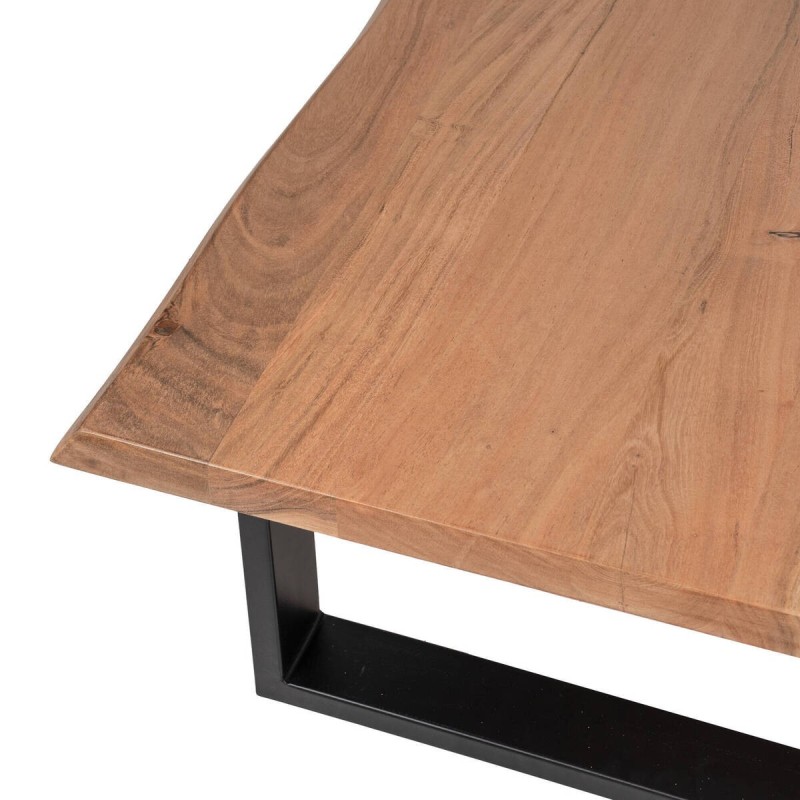 MESA DE CENTRO EN MADERA MACIZA DE ACACIA Y PATAS METÁLICAS NEGRAS (110x60x40cm)