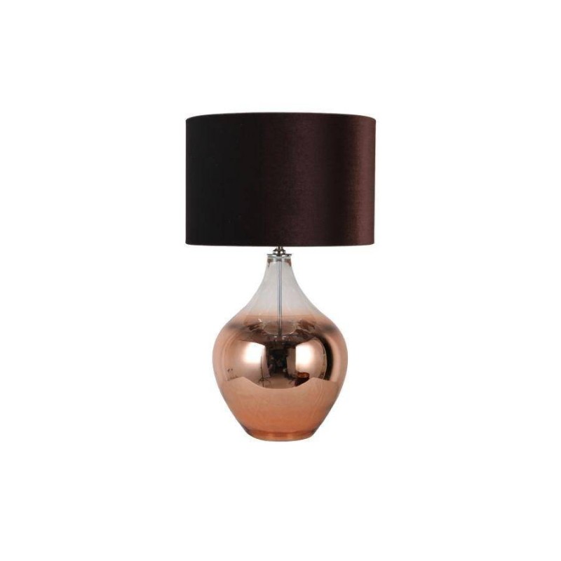 Lámpara de mesa redonda cristal bronce/ terciopelo 76x43cm