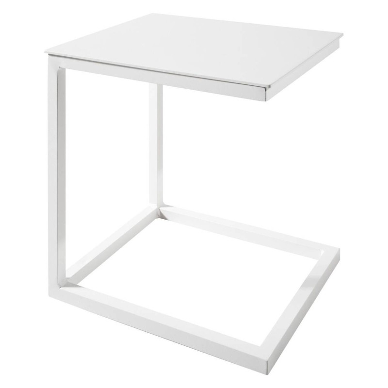 Mesa auxiliar de exterior aluminio blanco 38x40,5x42cm
