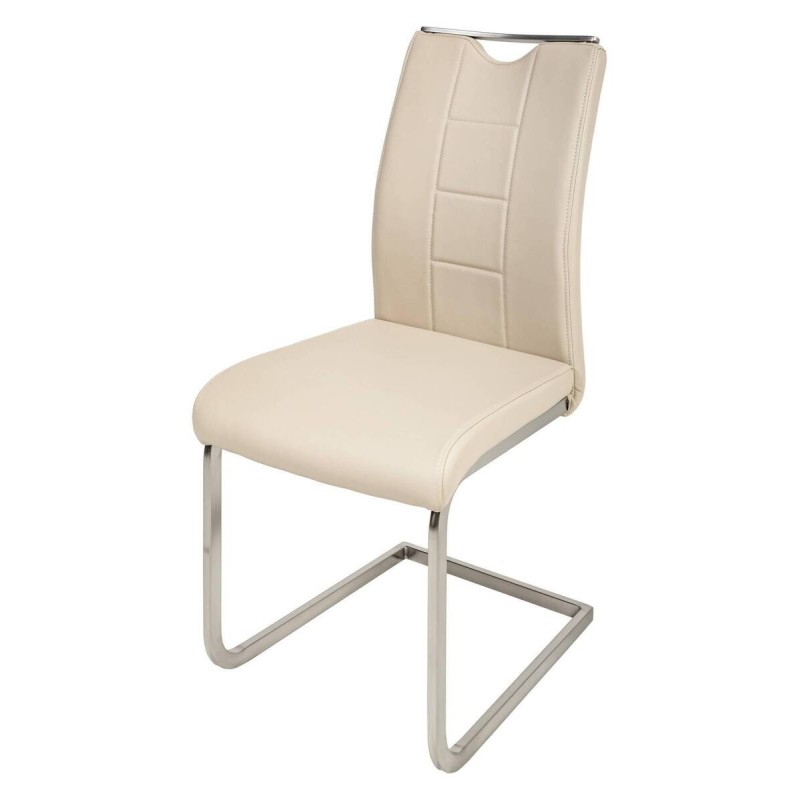 Silla piel sintética beige claro/ patas níquel 42x45x100cm