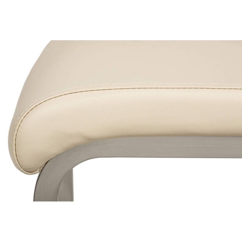 SILLA PIEL SINTÉTICA BEIGE CLARO/ PATAS NÍQUEL 42x45x100cm