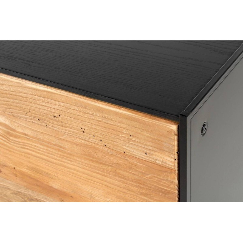 Mueble tv madera de pino reciclado - patas metálicas negras 144,5 x 40 x 51cm