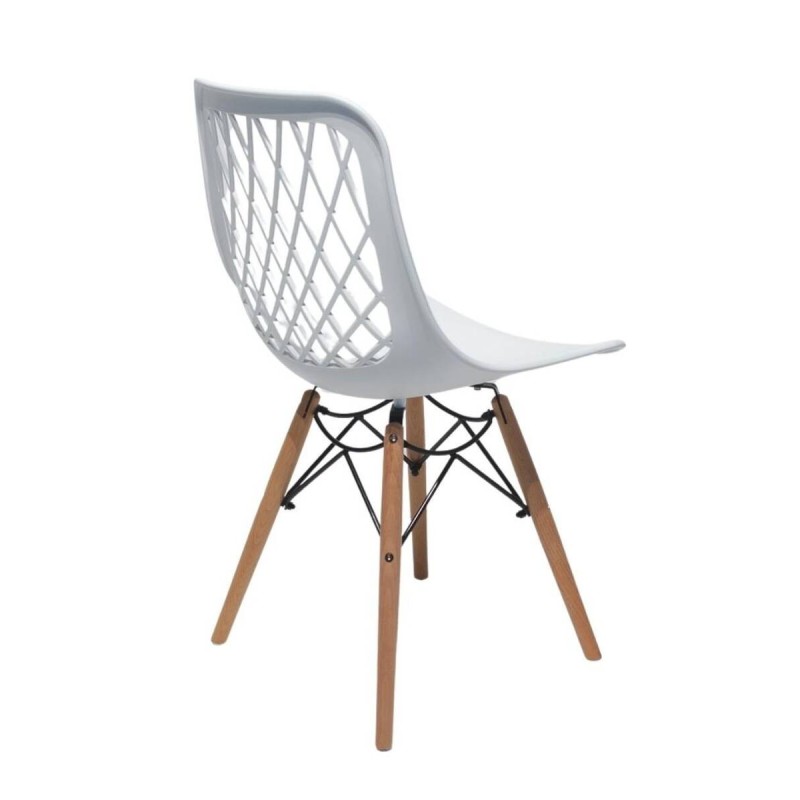 SILLA DE COMEDOR DE POLIETILENO BLANCO Y MADERA DE HAYA (47x50x89cm)