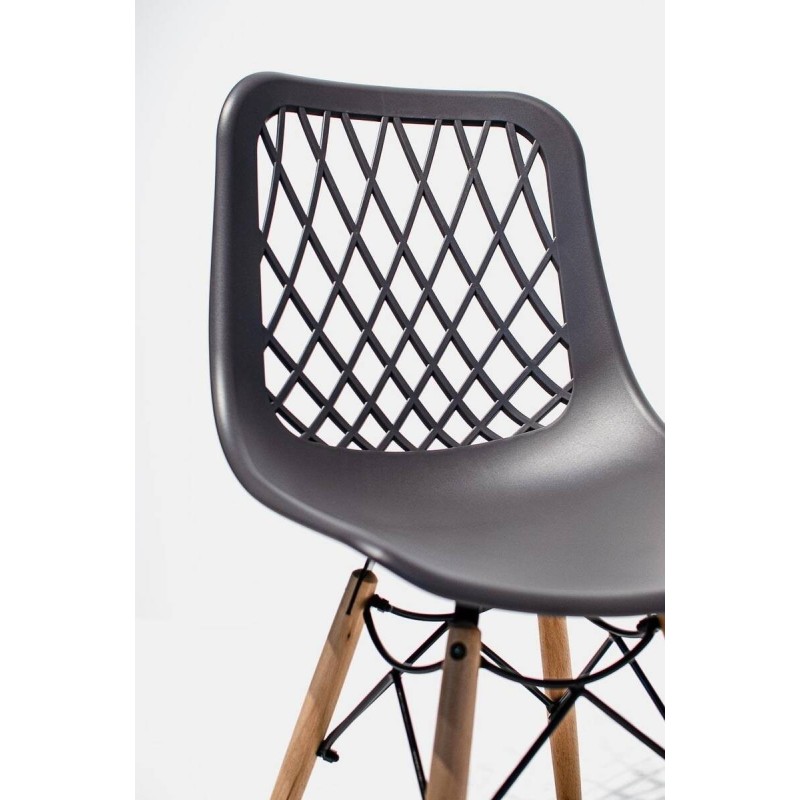 Silla de comedor de polietileno gris y madera de haya 47x50x89cm