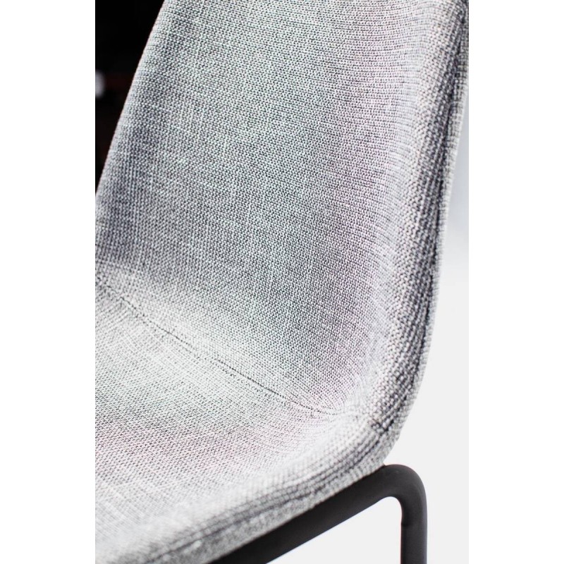 SILLA DE COMEDOR TAPIZADO GRIS - PATAS METÁLICAS NEGRAS (51x57x90cm)