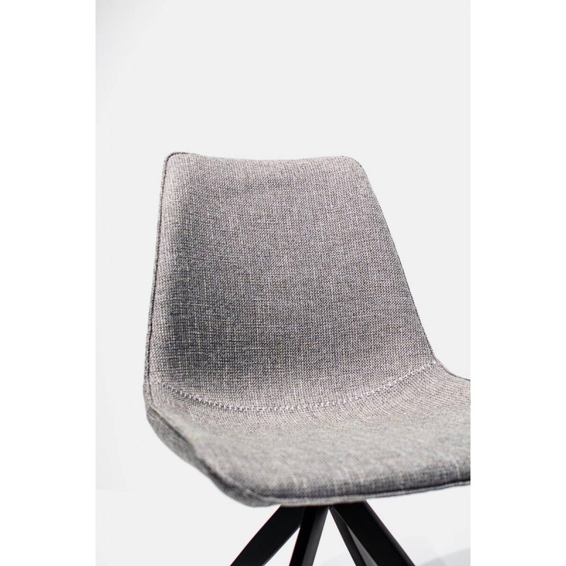 SILLA DE COMEDOR TELA GRIS - ACERO ACABADO NEGRO (50x53x88cm)