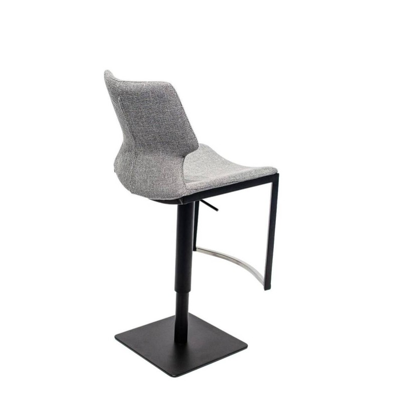 TABURETE ALTO REGULABLE TAPIZADO GRIS - ACERO ACABADO NEGRO (44x50x89 - 112cm)