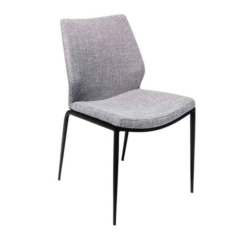Silla elina textil gris con patas de metal negro 45x55x86cm