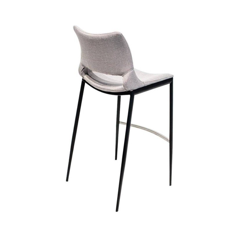 TABURETE ALTO TAPIZADO TELA COLOR CRUDO - ACERO ACABADO NEGRO (45x49x105cm)