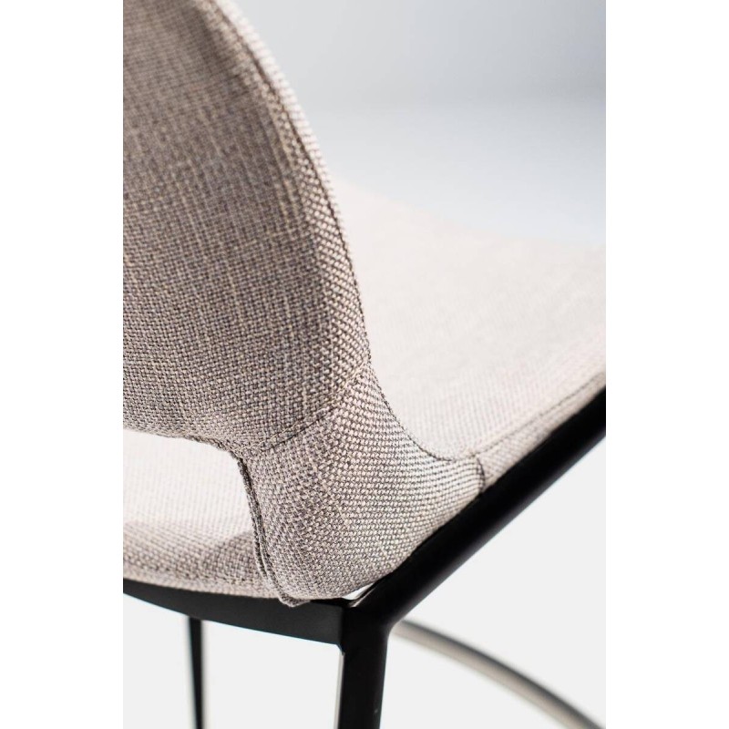 TABURETE ALTO TAPIZADO TELA COLOR CRUDO - ACERO ACABADO NEGRO (45x49x105cm)