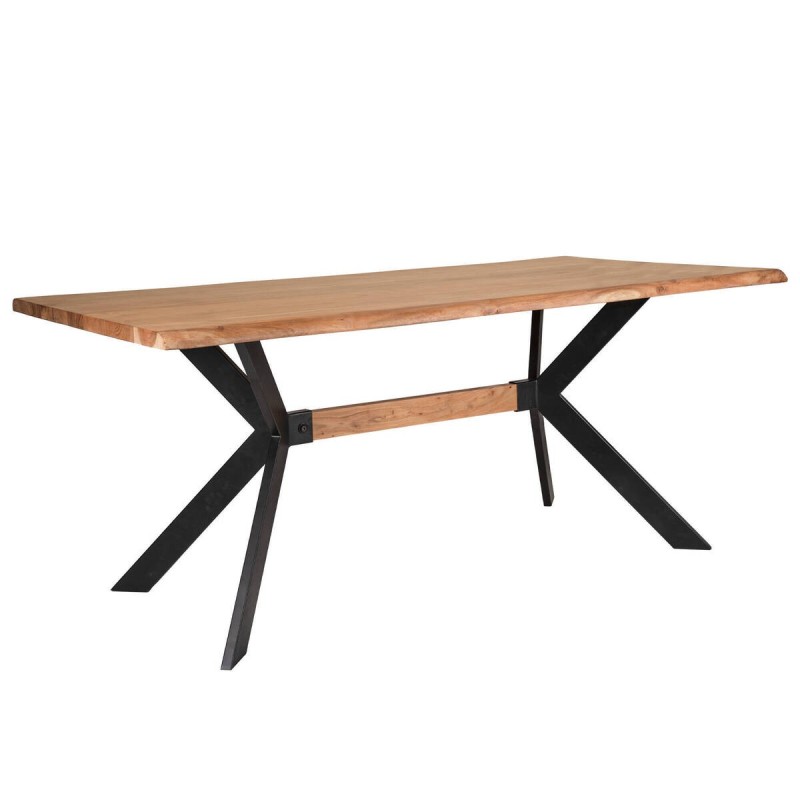 Mesa de comedor madera de acacia y metal negro 175x95x78cm