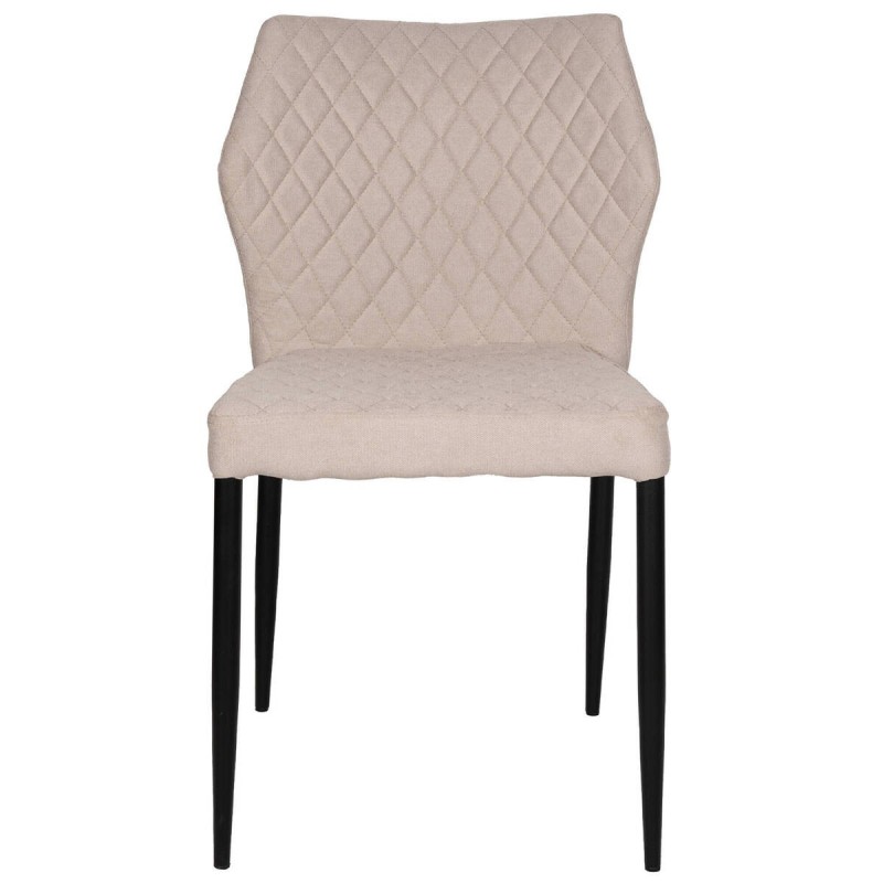 Silla comedor tapizado beige - patas metálicas color negro 47x52x85cm