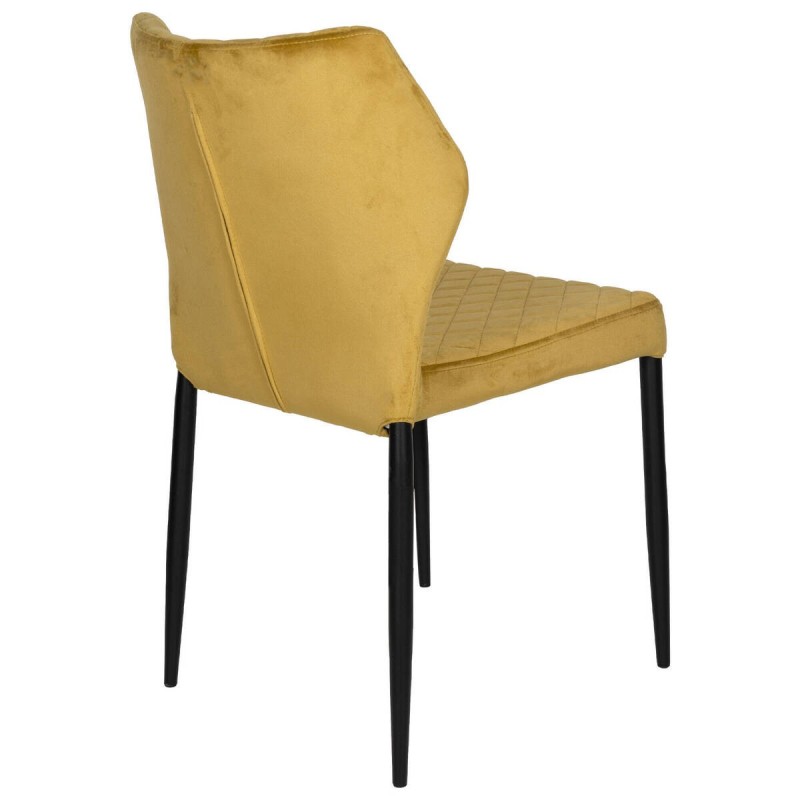 Silla comedor hebe terciopelo amarillo azufre  patas metal negra 47x52x85cm