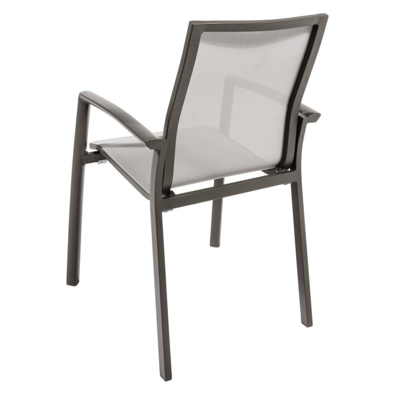Silla de exterior aluminio gris textilene gris piedra 56 x 66,5 x 89,5cm