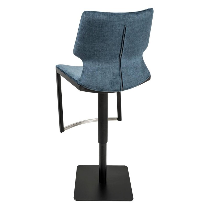 TABURETE ALTO REGULABLE TAPIZADO AZUL OSCURO - ACERO ACABADO NEGRO (44x50x89 - 112cm)