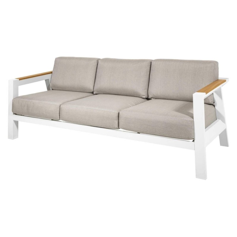 Sofá exterior tres plazas aluminio blanco váruna 210x85x82cm