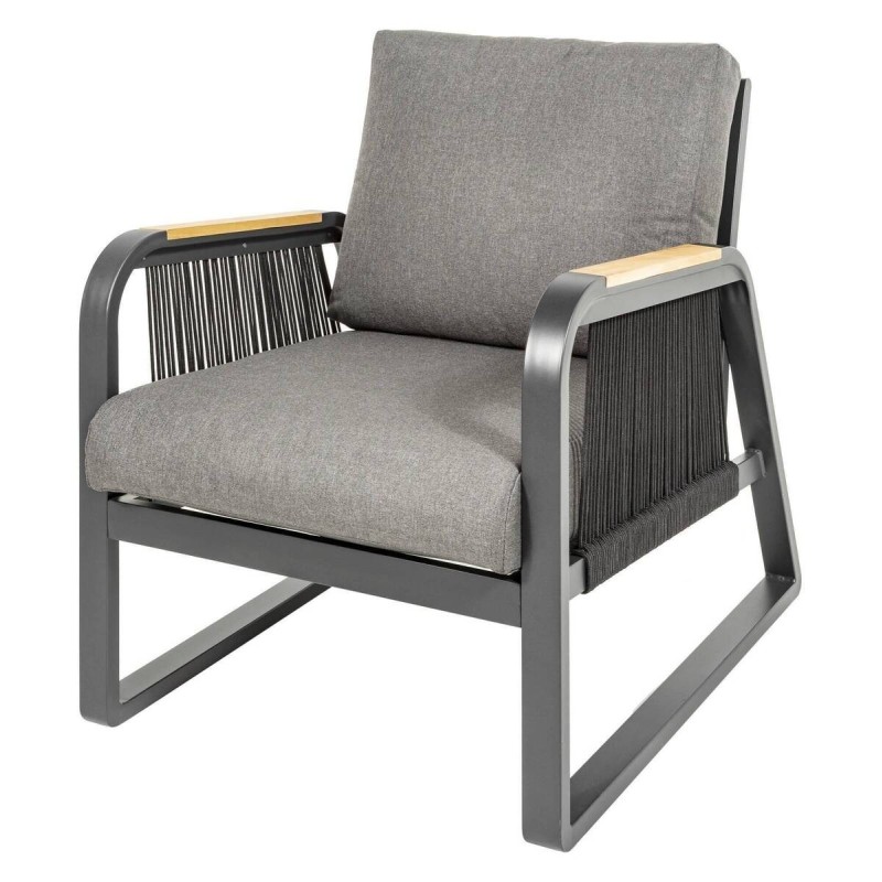Sillón exterior aluminio gris antracita y madera de teca soraya 72x83x88cm