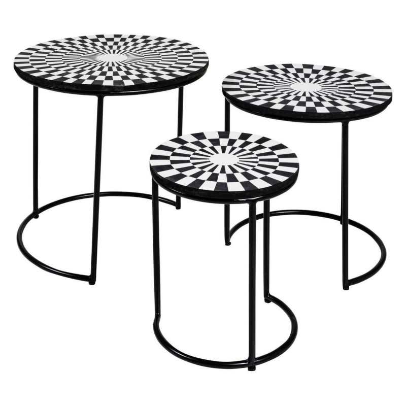 Set de tres mesas nido fraser - metal negro 45x45cm 38x40cm 28x35cm