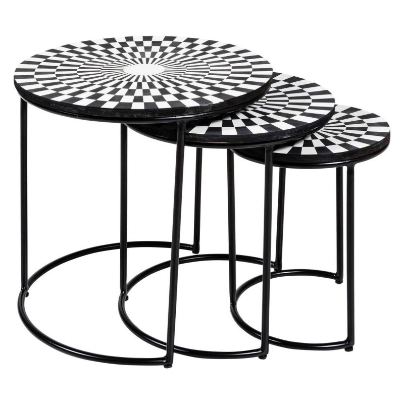 Set de tres mesas nido fraser - metal negro 45x45cm 38x40cm 28x35cm