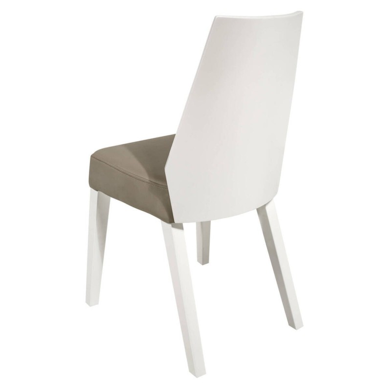 Silla respaldo blanco asiento tapizado taupe