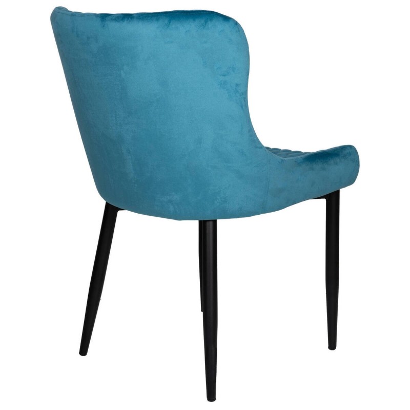 Silla comedor aura terciopelo azul kare - patas metálicas negras 52x60x82cm