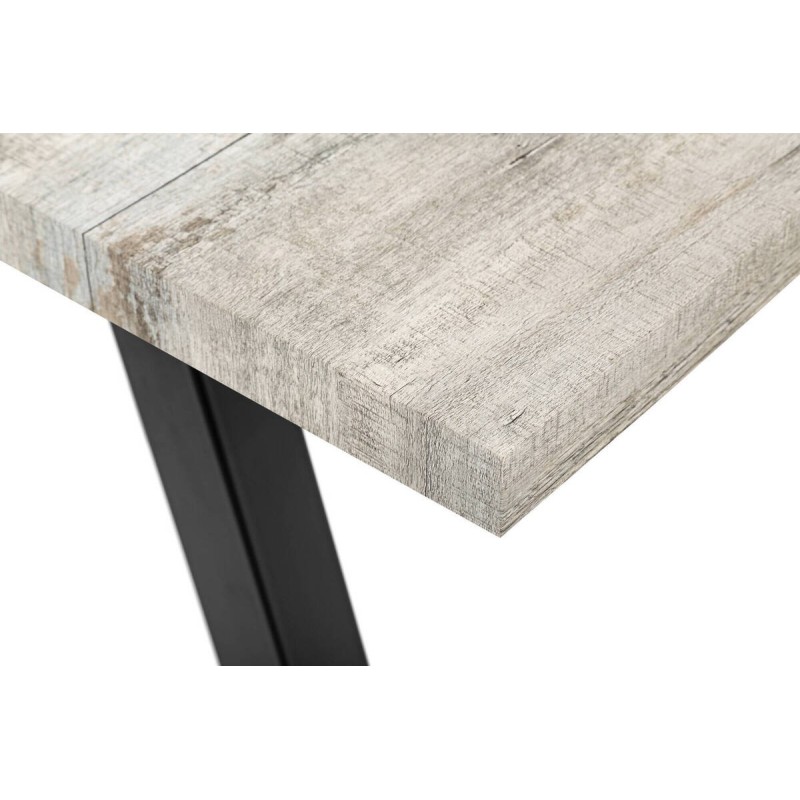 Mesa comedor tapa dm estampado madera gris y patas negras 180x90x75cm