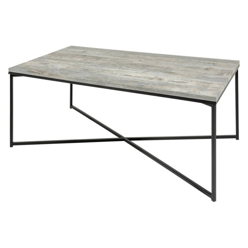 Mesa centro tapa madera gris patas negras 120x60x46cm