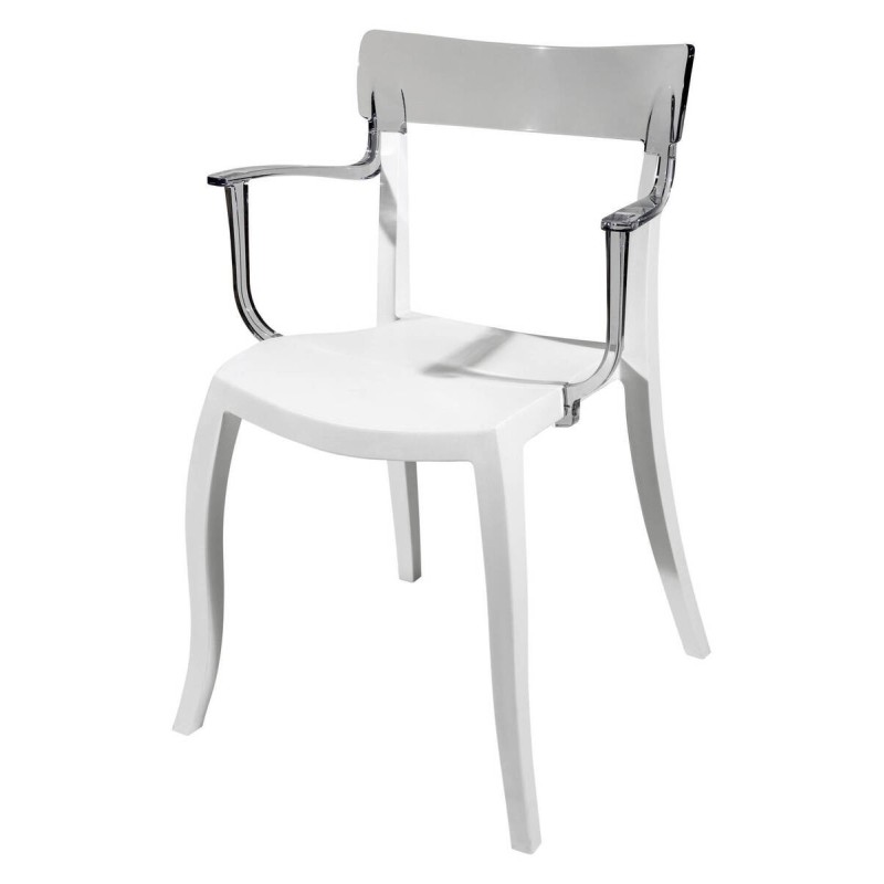 Silla hera asiento blanco respaldo transparente 49x55x84cm