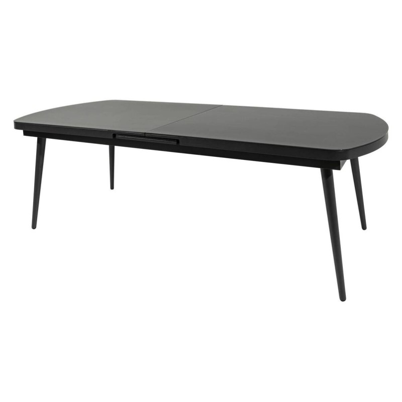 MESA DE COMEDOR EXTERIOR ALUMINIO NEGRO CRISTAL NEGRO (240/280x100x75cm)