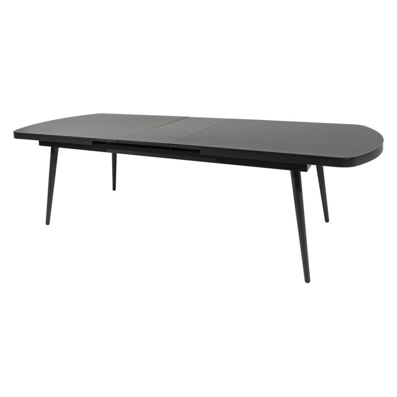 MESA DE COMEDOR EXTERIOR ALUMINIO NEGRO CRISTAL NEGRO (240/280x100x75cm)