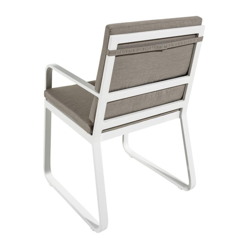 Silla aluminio blanco reposabrazos tejido gris 61x57x87cm