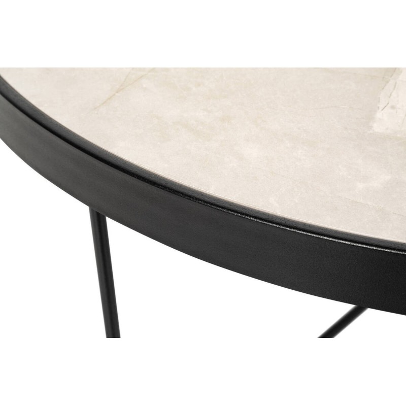 Mesa de centro petra de cerámica blanca y metal negro 80x35cm