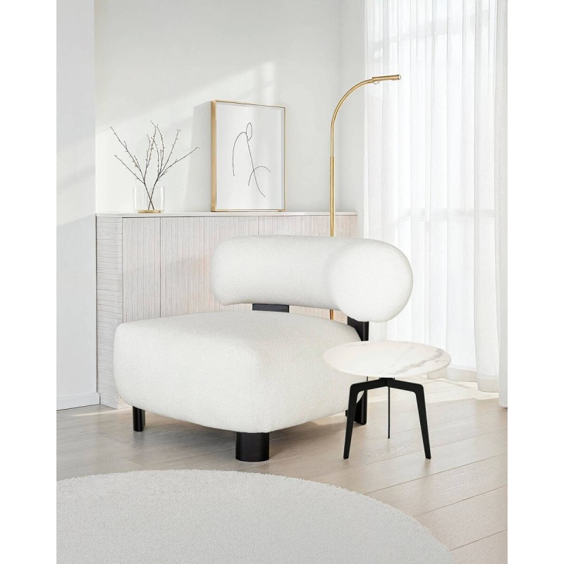 Mesa de rincon negra tapa piedra blanco