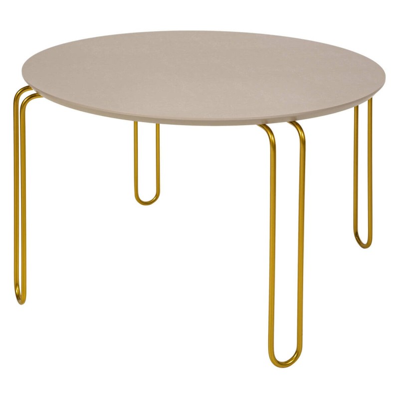 Mesa de centro redonda patas oro y tapa gris