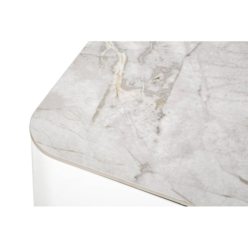 MESITA DE NOCHE ESTRUCTURA NEGRA/ BLANCO BRILLO/ TAPA PIEDRA