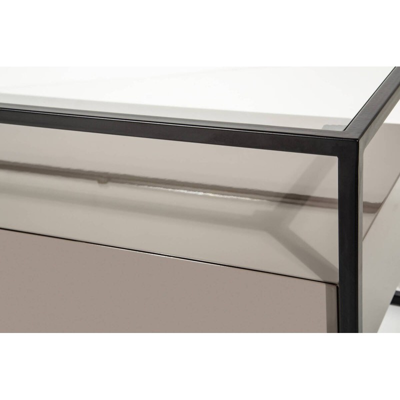 MUEBLE TV 3 CAJONES PIEDRA BRILLO Y ESTRUCTURA NEGRA