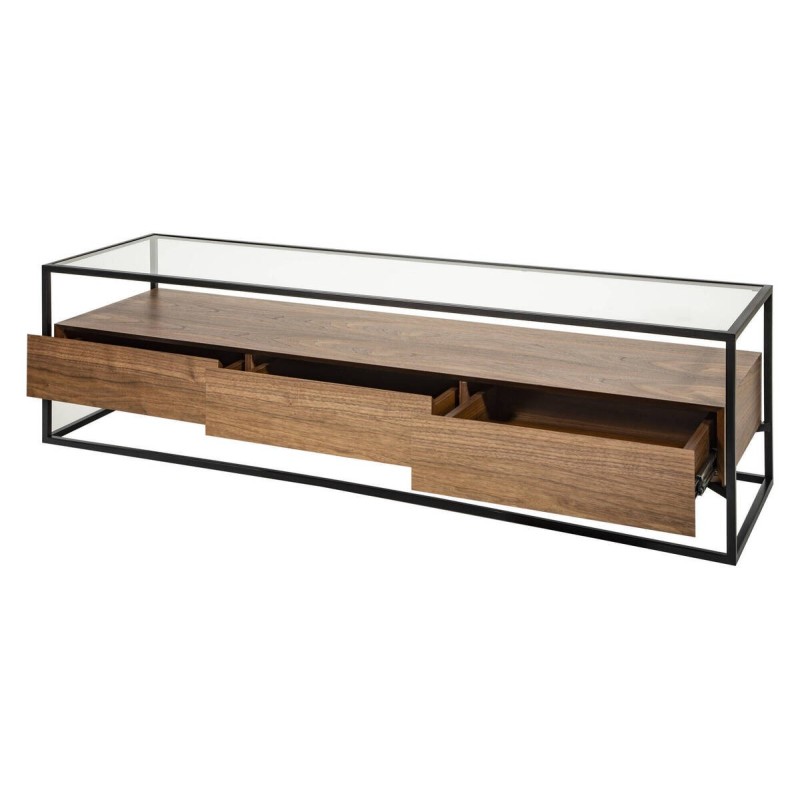 Mueble tv nogal y estructura negro