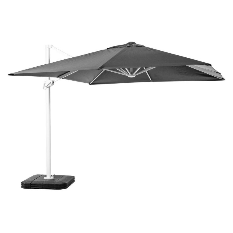 Parasol roma 300x300cm blanco mate tejido charcoal gris