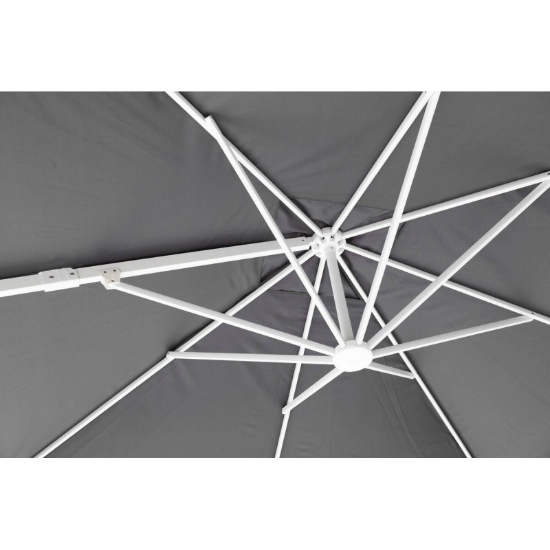 Parasol roma 300x300cm blanco mate tejido charcoal gris
