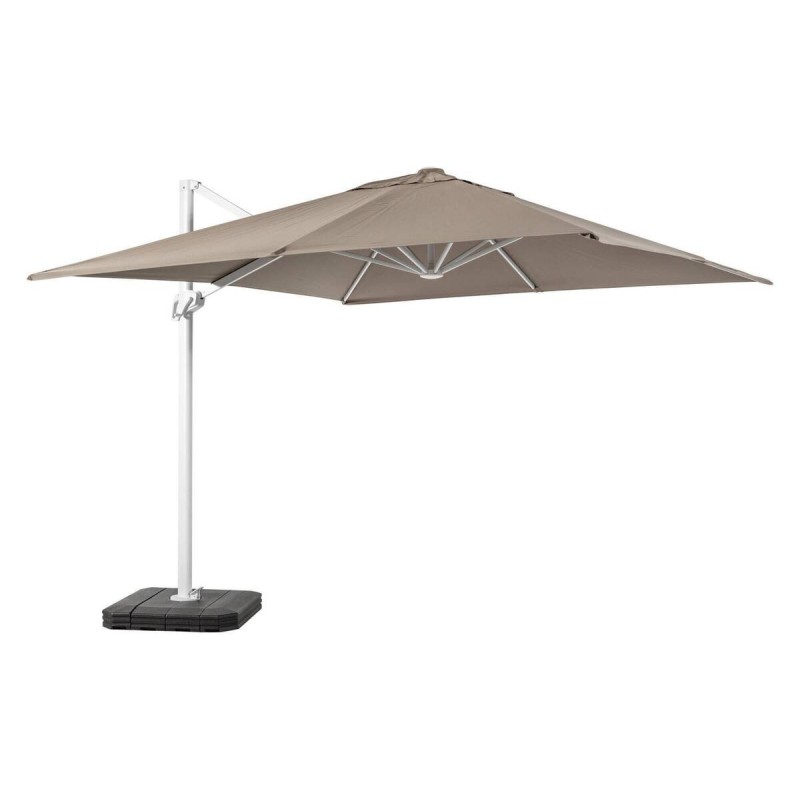 Parasol roma 300x300cm blanco mate tejido taupe