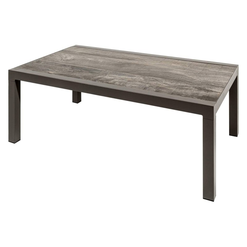 Mesa de centro de exterior aluminio café tapa cerámica 120x70x43cm