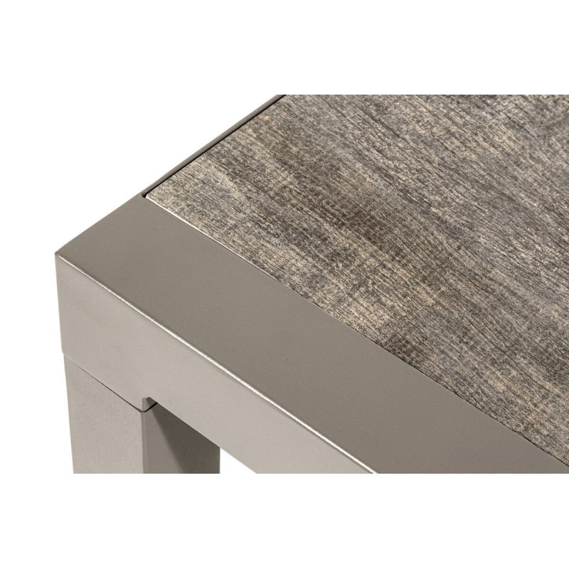 Mesa de centro de exterior aluminio café tapa cerámica 120x70x43cm