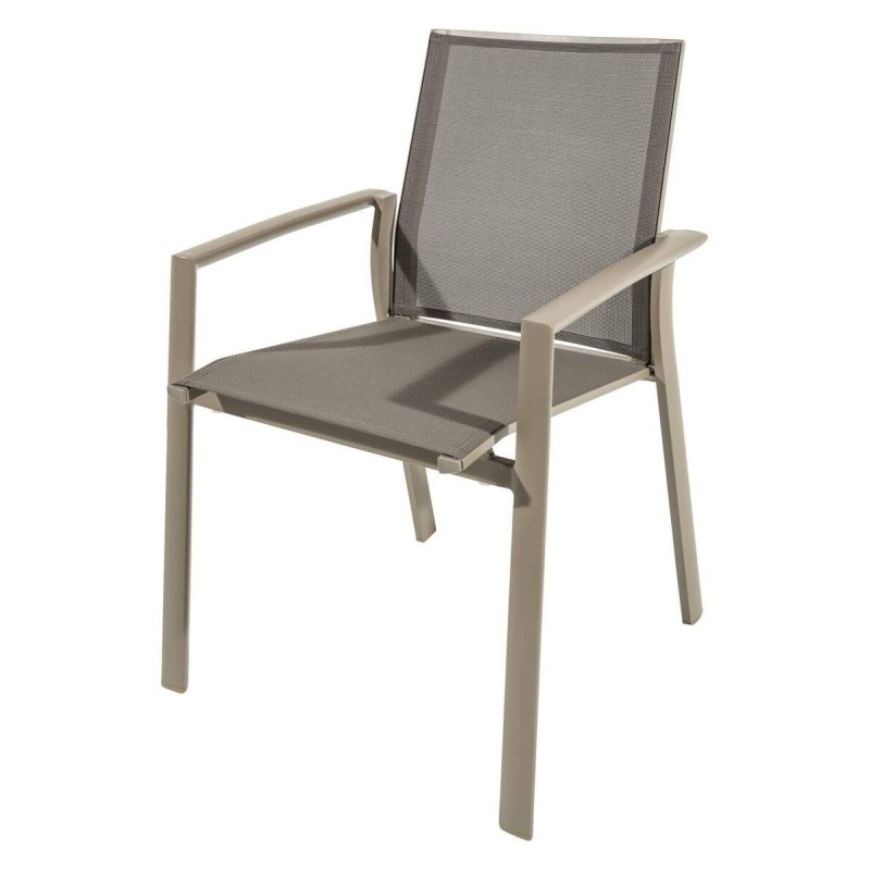 Silla de exterior aluminio y textilene taupe 58.5x60x90cm