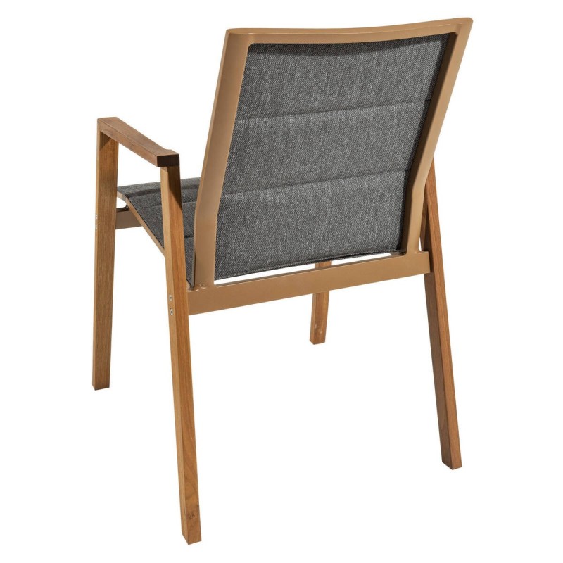 Silla de comedor de exterior madera de teca tejido gris oscuro 53x59x89cm