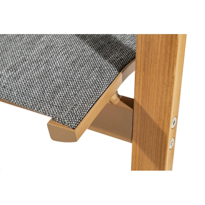 Silla de comedor de exterior madera de teca tejido gris oscuro 53x59x89cm