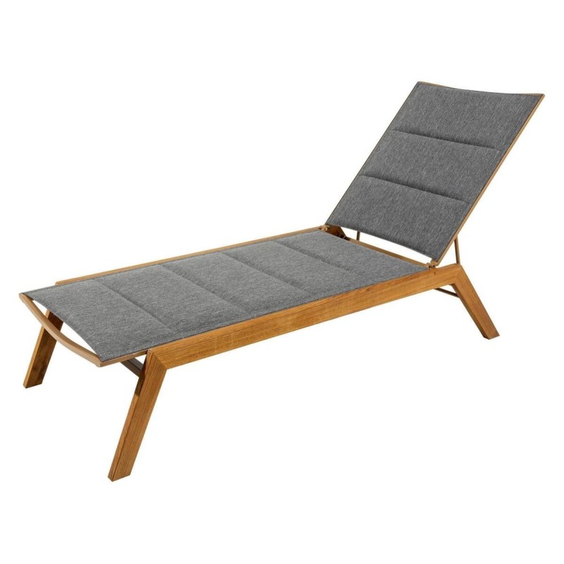 TUMBONA DE MADERA DE TECA TEJIDO GRIS OSCURO 66x192x34cm