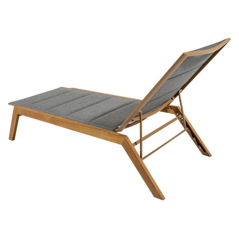 TUMBONA DE MADERA DE TECA TEJIDO GRIS OSCURO 66x192x34cm