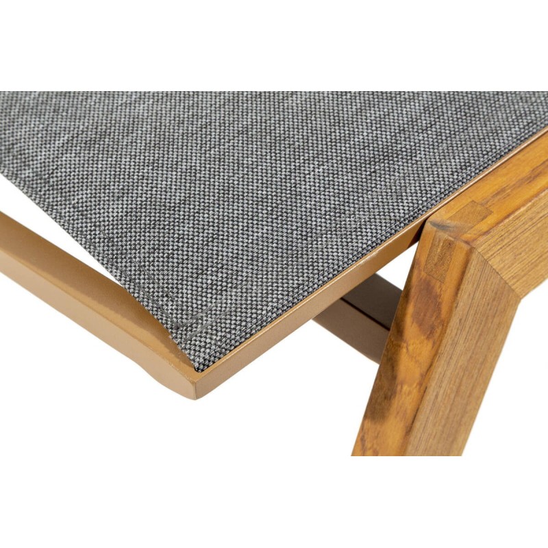 TUMBONA DE MADERA DE TECA TEJIDO GRIS OSCURO 66x192x34cm