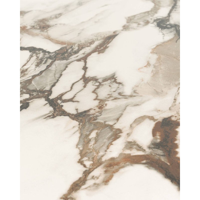 MESA REDONDA TAPA CERÁMICA - PATAS CHAPA NOGAL (120x76cm)